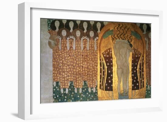 Here's a Kiss to the Whole World!, Detail of the Beethoven Frieze, 1902-Gustav Klimt-Framed Giclee Print