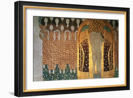 Here's a Kiss to the Whole World!, Detail of the Beethoven Frieze, 1902-Gustav Klimt-Framed Giclee Print