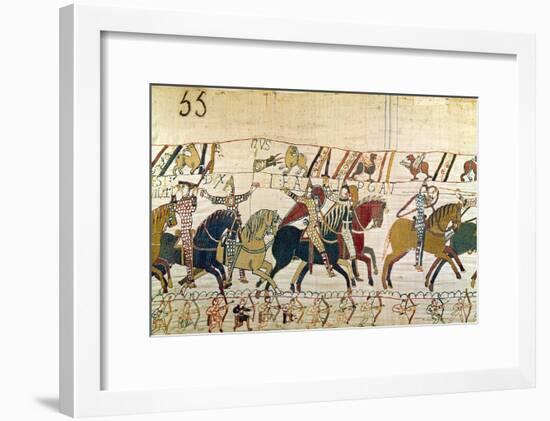 Here the French are Fighting, Detail from the Bayeux Tapestry, Before 1082-null-Framed Giclee Print