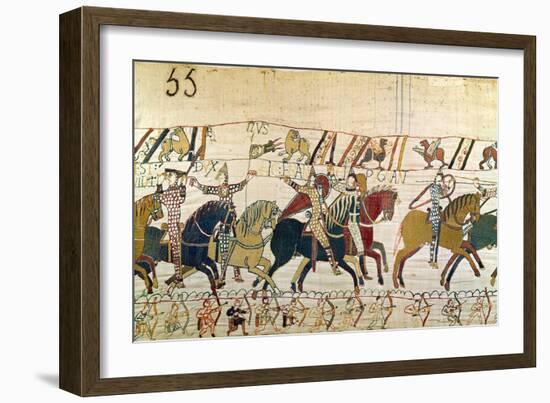 Here the French are Fighting, Detail from the Bayeux Tapestry, Before 1082-null-Framed Giclee Print