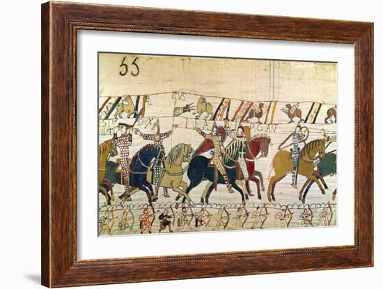 Here the French are Fighting, Detail from the Bayeux Tapestry, Before 1082-null-Framed Giclee Print