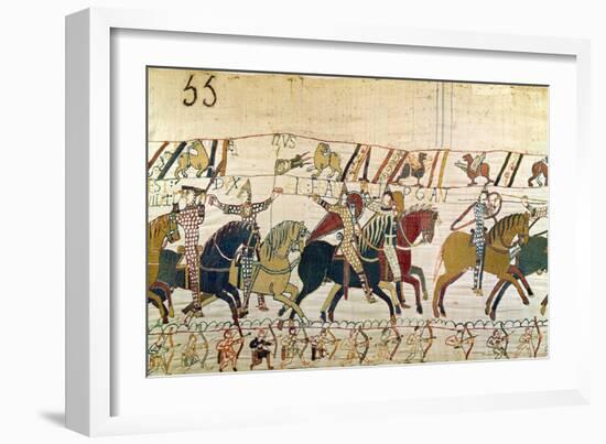 Here the French are Fighting, Detail from the Bayeux Tapestry, Before 1082-null-Framed Giclee Print