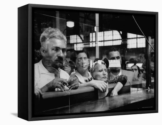 Here Waiting Faces Mirror Anxiety as They Hear List of the Survivors of Sinking Ship Andrea Doria-Gordon Parks-Framed Premier Image Canvas