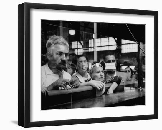 Here Waiting Faces Mirror Anxiety as They Hear List of the Survivors of Sinking Ship Andrea Doria-Gordon Parks-Framed Photographic Print