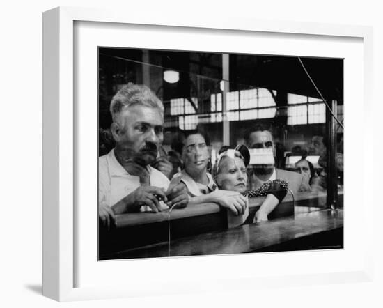 Here Waiting Faces Mirror Anxiety as They Hear List of the Survivors of Sinking Ship Andrea Doria-Gordon Parks-Framed Photographic Print