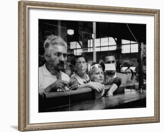 Here Waiting Faces Mirror Anxiety as They Hear List of the Survivors of Sinking Ship Andrea Doria-Gordon Parks-Framed Photographic Print