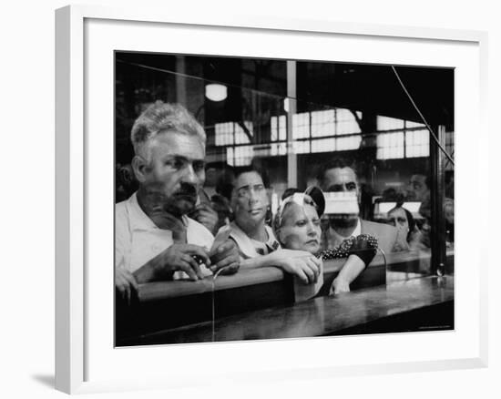 Here Waiting Faces Mirror Anxiety as They Hear List of the Survivors of Sinking Ship Andrea Doria-Gordon Parks-Framed Photographic Print