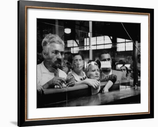 Here Waiting Faces Mirror Anxiety as They Hear List of the Survivors of Sinking Ship Andrea Doria-Gordon Parks-Framed Photographic Print