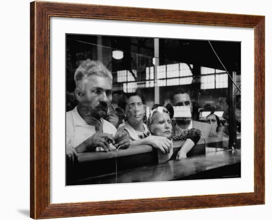 Here Waiting Faces Mirror Anxiety as They Hear List of the Survivors of Sinking Ship Andrea Doria-Gordon Parks-Framed Photographic Print