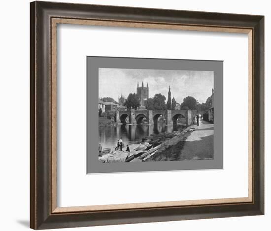 Hereford Cathedral and Wye Bridge, c1900-J Thirwall-Framed Photographic Print