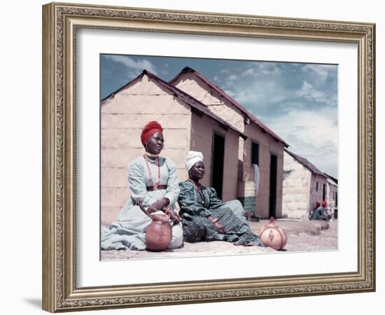 Herero Tribeswomen Wearing Turban and Dangling Earrings, Windhoek, Namibia 1950-Margaret Bourke-White-Framed Photographic Print