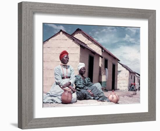 Herero Tribeswomen Wearing Turban and Dangling Earrings, Windhoek, Namibia 1950-Margaret Bourke-White-Framed Photographic Print