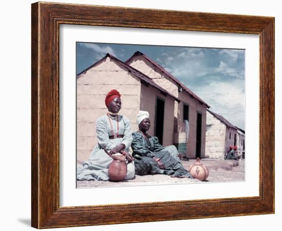 Herero Tribeswomen Wearing Turban and Dangling Earrings, Windhoek, Namibia 1950-Margaret Bourke-White-Framed Photographic Print