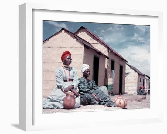 Herero Tribeswomen Wearing Turban and Dangling Earrings, Windhoek, Namibia 1950-Margaret Bourke-White-Framed Photographic Print