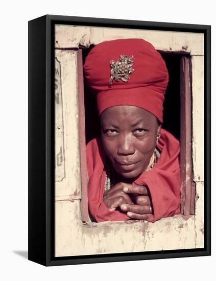 Herero Tribeswomen Wearing Turban and Dangling Earrings, Windhoek, Namibia 1951-Margaret Bourke-White-Framed Premier Image Canvas