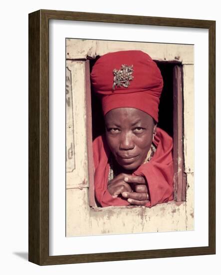 Herero Tribeswomen Wearing Turban and Dangling Earrings, Windhoek, Namibia 1951-Margaret Bourke-White-Framed Photographic Print