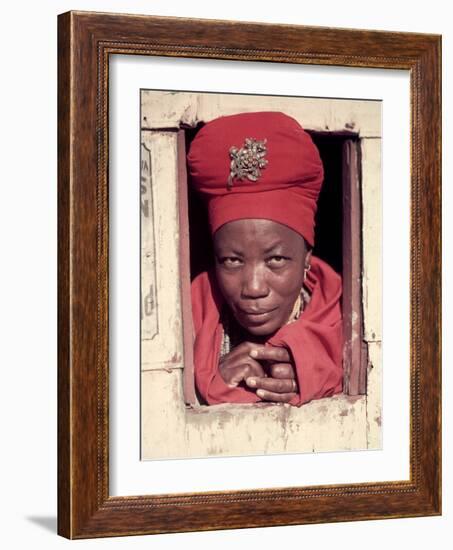 Herero Tribeswomen Wearing Turban and Dangling Earrings, Windhoek, Namibia 1951-Margaret Bourke-White-Framed Photographic Print