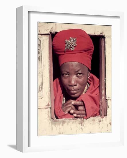 Herero Tribeswomen Wearing Turban and Dangling Earrings, Windhoek, Namibia 1951-Margaret Bourke-White-Framed Photographic Print