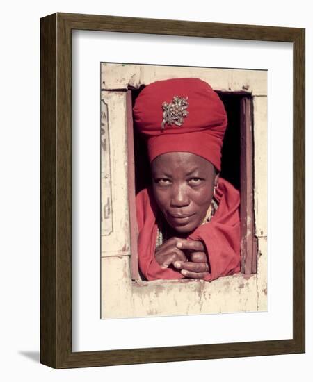 Herero Tribeswomen Wearing Turban and Dangling Earrings, Windhoek, Namibia 1951-Margaret Bourke-White-Framed Photographic Print