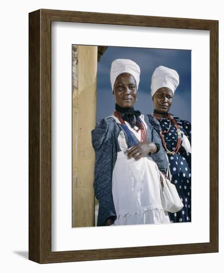 Herero Tribeswomen Wearing Turban and Dangling Earrings, Windhoek, Namibia 1952-Margaret Bourke-White-Framed Photographic Print