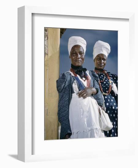 Herero Tribeswomen Wearing Turban and Dangling Earrings, Windhoek, Namibia 1952-Margaret Bourke-White-Framed Photographic Print