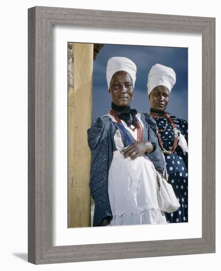 Herero Tribeswomen Wearing Turban and Dangling Earrings, Windhoek, Namibia 1952-Margaret Bourke-White-Framed Photographic Print