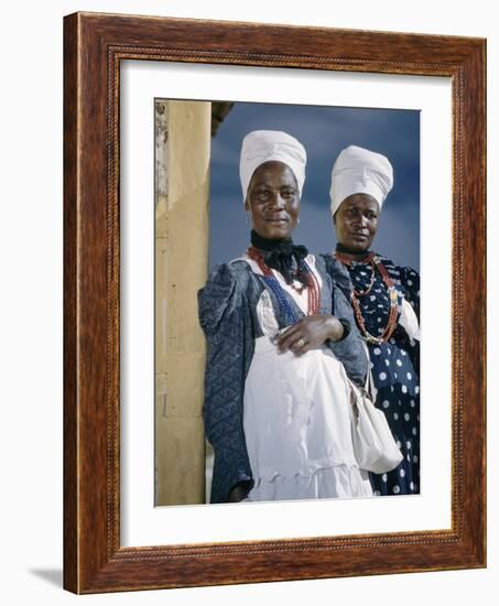 Herero Tribeswomen Wearing Turban and Dangling Earrings, Windhoek, Namibia 1952-Margaret Bourke-White-Framed Photographic Print