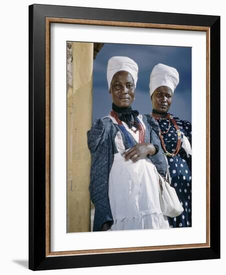 Herero Tribeswomen Wearing Turban and Dangling Earrings, Windhoek, Namibia 1952-Margaret Bourke-White-Framed Photographic Print