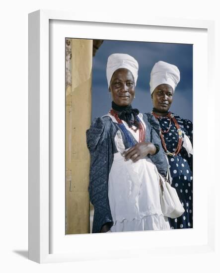 Herero Tribeswomen Wearing Turban and Dangling Earrings, Windhoek, Namibia 1952-Margaret Bourke-White-Framed Photographic Print