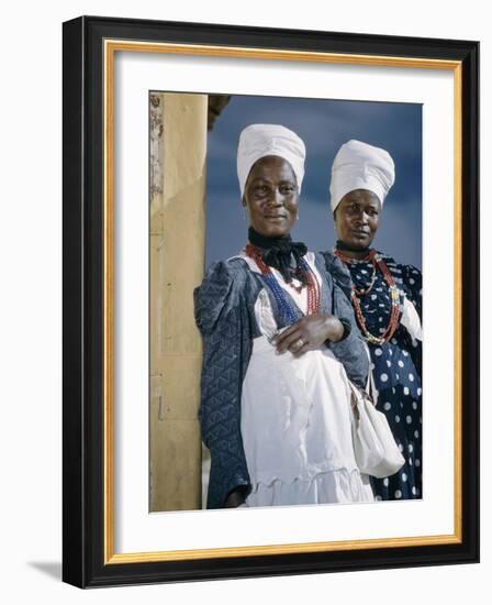 Herero Tribeswomen Wearing Turban and Dangling Earrings, Windhoek, Namibia 1952-Margaret Bourke-White-Framed Photographic Print