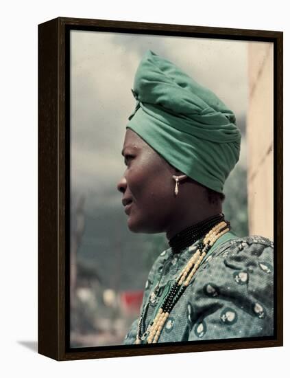 Herero Tribeswomen Wearing Turban and Dangling Earrings, Windhoek, Namibia 1953-Margaret Bourke-White-Framed Premier Image Canvas