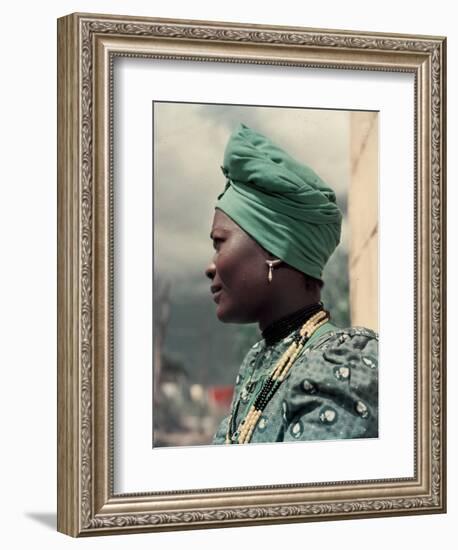 Herero Tribeswomen Wearing Turban and Dangling Earrings, Windhoek, Namibia 1953-Margaret Bourke-White-Framed Photographic Print