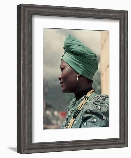 Herero Tribeswomen Wearing Turban and Dangling Earrings, Windhoek, Namibia 1953-Margaret Bourke-White-Framed Photographic Print