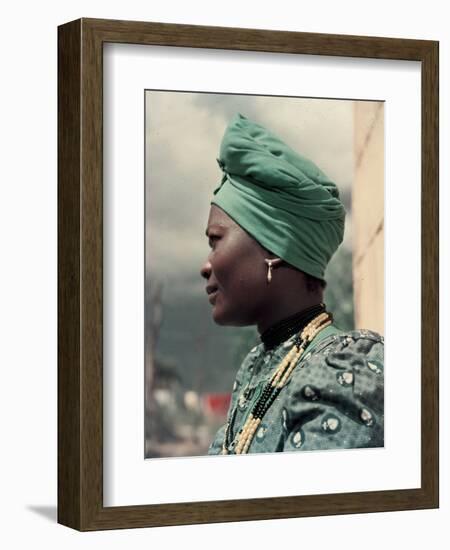 Herero Tribeswomen Wearing Turban and Dangling Earrings, Windhoek, Namibia 1953-Margaret Bourke-White-Framed Photographic Print