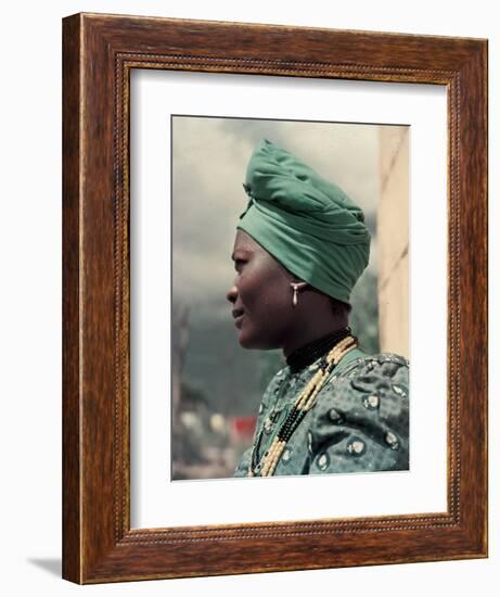 Herero Tribeswomen Wearing Turban and Dangling Earrings, Windhoek, Namibia 1953-Margaret Bourke-White-Framed Photographic Print