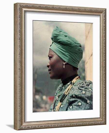 Herero Tribeswomen Wearing Turban and Dangling Earrings, Windhoek, Namibia 1953-Margaret Bourke-White-Framed Photographic Print