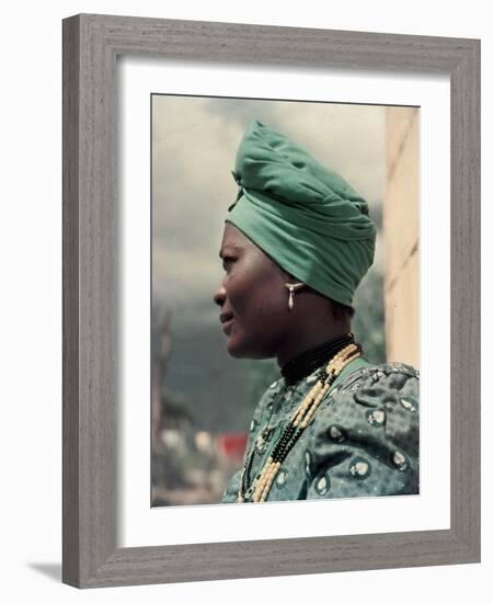 Herero Tribeswomen Wearing Turban and Dangling Earrings, Windhoek, Namibia 1953-Margaret Bourke-White-Framed Photographic Print