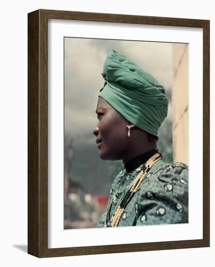 Herero Tribeswomen Wearing Turban and Dangling Earrings, Windhoek, Namibia 1953-Margaret Bourke-White-Framed Photographic Print