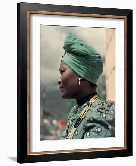 Herero Tribeswomen Wearing Turban and Dangling Earrings, Windhoek, Namibia 1953-Margaret Bourke-White-Framed Photographic Print