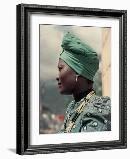 Herero Tribeswomen Wearing Turban and Dangling Earrings, Windhoek, Namibia 1953-Margaret Bourke-White-Framed Photographic Print