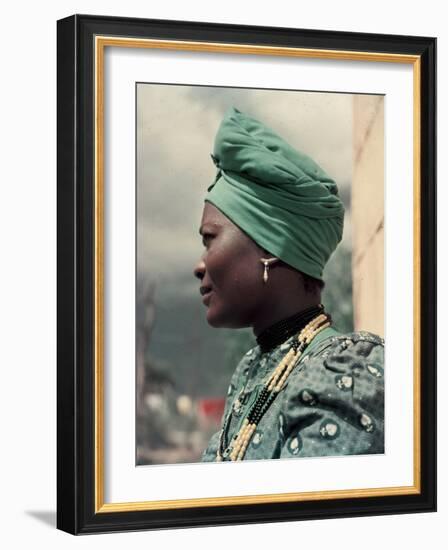 Herero Tribeswomen Wearing Turban and Dangling Earrings, Windhoek, Namibia 1953-Margaret Bourke-White-Framed Photographic Print