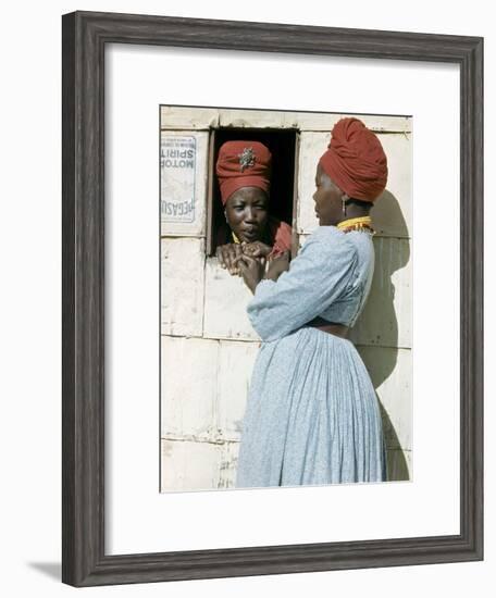 Herero Tribeswomen Wearing Turban and Dangling Earrings, Windhoek, Namibia 1953-Margaret Bourke-White-Framed Premium Photographic Print