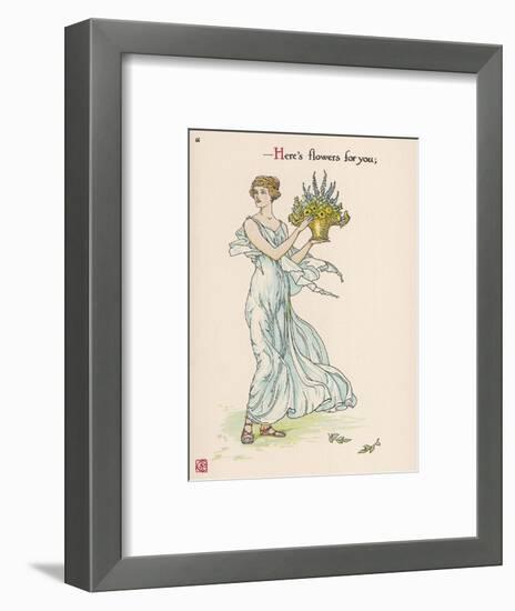 Heres Flowers for You!-Walter Crane-Framed Art Print