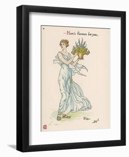 Heres Flowers for You!-Walter Crane-Framed Art Print