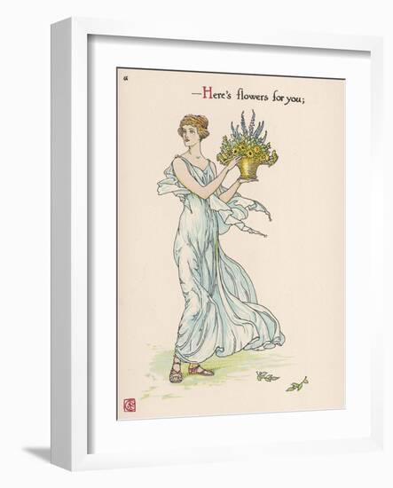 Heres Flowers for You!-Walter Crane-Framed Art Print