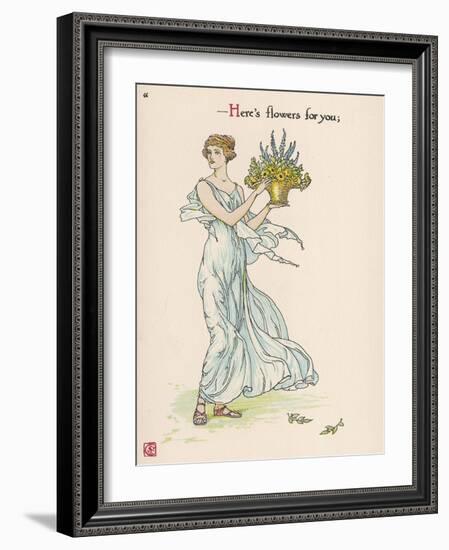 Heres Flowers for You!-Walter Crane-Framed Art Print