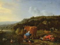 A Pastoral Landscape with a Milkmaid and a Sleeping Cowherd, 17Th Century-Herman the Younger Saftleven-Framed Giclee Print