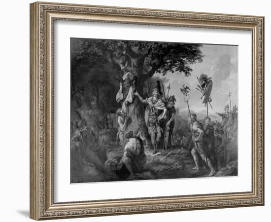 Hermann Celebrating Victory after the Battle in the Teutoburg Forest-Johann Heinrich Wilhelm Tischbein-Framed Giclee Print