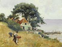 Children Gleaning by a Lake-Hermann Seeger-Giclee Print