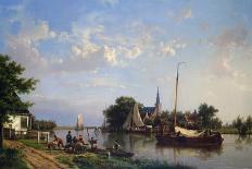 Sailing Vessels in an Estuary, 1853 (Oil on Canvas)-Hermanus Koekkoek-Framed Giclee Print